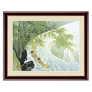 アート 額絵 筏 川合 玉堂 本紙サイズ F4(約31x23cm) 額サイズ 42x34cm 三幸