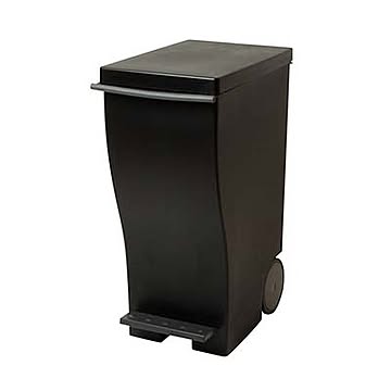 I'mD 岩谷マテリアル Kcud mini #20 クード ミニ 20L(ブラック ホワイト) JI-KUD20 ゴミ箱 ダストボックス トラッシュカン 20リットル キャスター ペダル スリム