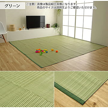 イケヒコ・コーポレーション ラグ 江戸間 リリーフ 国産 RLF88176 約87x174cm グリーン