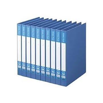 （まとめ） TANOSEE リングファイル（再生PP表紙） A4タテ 2穴 200枚収容 背幅30mm ブルー 1セット（10冊） 【×2セット】