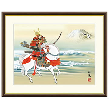 額絵 馬上武者 田中広遠 52x42cm 三幸