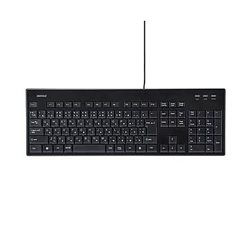 （まとめ）バッファロー USB接続有線スタンダードキーボード 丸洗い対応モデル ブラック BSKBU12BK 1台【×2セット】