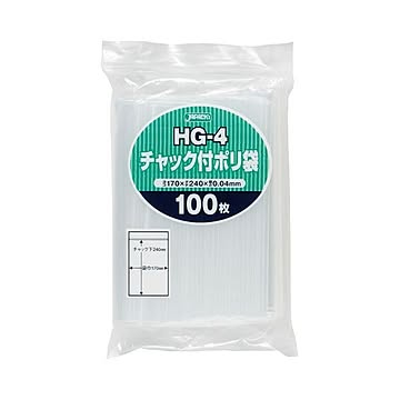 (まとめ) ジャパックス チャック付ポリ袋 ヨコ170×タテ240×厚み0.04mm HG-4 1パック(100枚)  【×30セット】