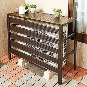 アルミ エアコン室外機カバー 【カバー単品 ダークブラウン】 約幅90cm 〔冷房器具用品 暖房器具用品〕 【組立品】