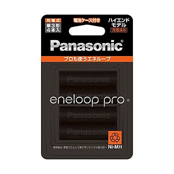 （まとめ）パナソニック 充電式ニッケル水素電池eneloop pro ハイエンドモデル 単3形 BK-3HCD/4C 1パック(4本)【×3セット】