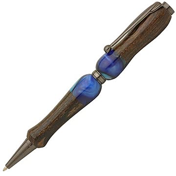 日本製 Acrylic&Woodハンドメイドボールペン 【クロスタイプ/芯：0.7mm】パリサンダー ブルーラクーン