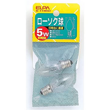 （まとめ） ELPA ローソク球 電球 5W E12 クリア 2個入 G-11H（C） 【×20セット】