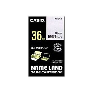 （まとめ）カシオ CASIO 透明テープ XR-36X 透明に黒文字 36mm×2セット