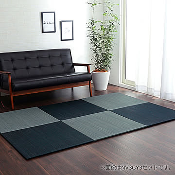 イケヒコ・コーポレーション 美畳 70×70cm 4P 8635920 ネイビー グレー