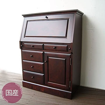 国産　ライティングデスク　ライティングビューロー　80　樺材　デスク　パソコンデスク　日本製