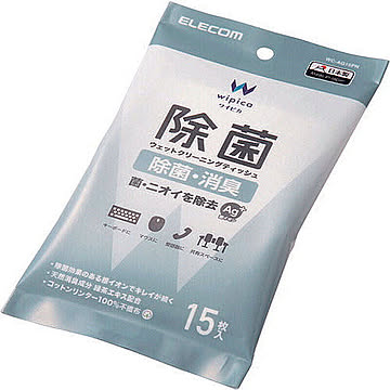 除菌ウェットクリーニングティッシュ エレコム WC-AG15PN 管理No. 4549550143776