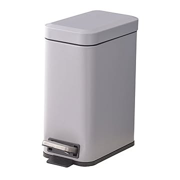 ペダル式 スチール ふた付き トラッシュカン 5L 幅14cm グレー