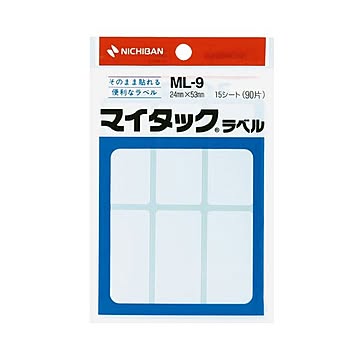 (まとめ) ニチバン マイタックラベル 一般無地 24×53mm ML-9 1パック(90片：6片×15シート)  【×50セット】