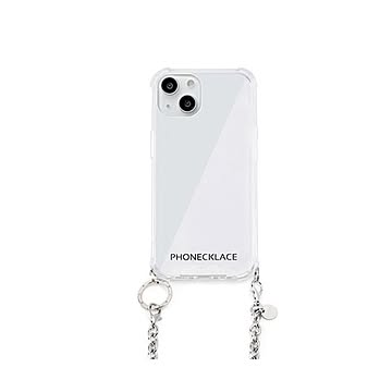 PHONECKLACE チェーンショルダーストラップ付きクリアケース for iPhone 13 mini シルバー PN21584i13MNSV