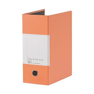 （まとめ）TANOSEE 両開きパイプ式ファイルSt A4タテ 1000枚収容 100mmとじ 背幅127mm オレンジ 1冊【×20セット】