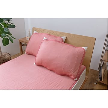 接触冷感 枕パッド/寝具 【約43×63cm ピンク 同色2枚セット】 ゴムバンド付 ひんやり乾きやすい スピードドライ エアー