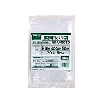 （まとめ）TRUSCO業務用ポリ袋 0.15×70L U-0070 1パック（5枚）【×10セット】