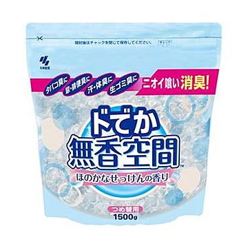 （まとめ）小林製薬 ドでか無香空間ほのかなせっけんの香り つめ替用 1500g 1個【×10セット】