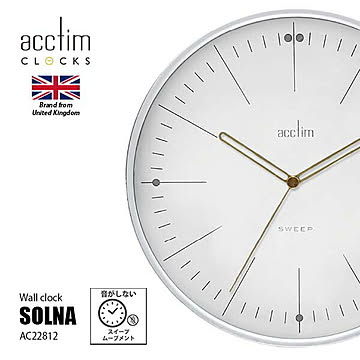 acctim アクティム SOLNA Wall Clock ソルナ ウォールクロック AC22812 掛時計 掛け時計 ウォールクロック スイープムーブメント スイープセコンド 音がしない 壁掛け時計