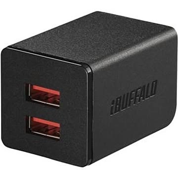 バッファロー（サプライ） 2.4A USB急速充電器 AutoPowerSelect機能搭載 2ポートタイプ自動判別USBx2 ブラック BSMPA2402P2BK