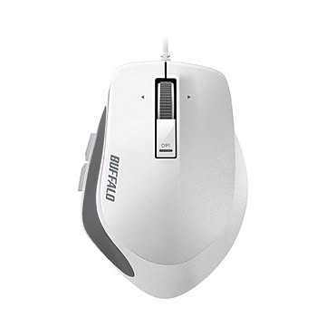 （まとめ）バッファロー 有線 BlueLEDプレミアムフィットマウス Mサイズ ホワイト BSMBU500MWH 1個【×3セット】