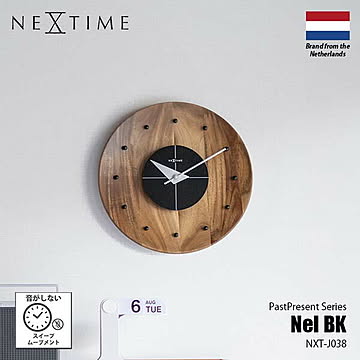 NEXTIME ネクスタイム PastPresent Series Nel BK ネル ブラック (掛時計/スイープムーブメント) NXT-J038 掛け時計 壁掛け時計 スイープセコンド 音がしない