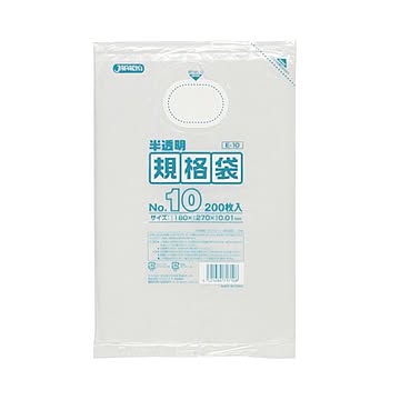 （まとめ） ジャパックス HD規格袋 半透明 10号180×270×厚み0.01mm E-10 1パック（200枚） 【×30セット】