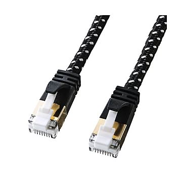 (まとめ)サンワサプライ つめ折れ防止カテゴリ7細径メッシュLANケーブル KB-T7ME-005BKW×3セット