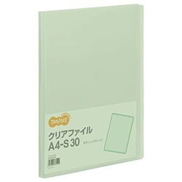 （まとめ） TANOSEE クリアファイル A4タテ 30ポケット 背幅17mm グリーン 1冊 【×30セット】