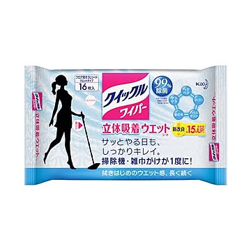 （まとめ） 花王 クイックルワイパー 立体吸着ウェット 16枚×10セット