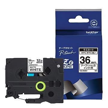 ブラザー工業 【ブラザー純正】ピータッチ ラミネートテープ TZe-M261幅36mm（黒文字／白／つや消し） TZe-M261