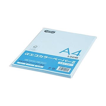 (まとめ) TANOSEE αエコカラーペーパーII A4 スカイブルー 少枚数パック 1冊（100枚） 【×30セット】