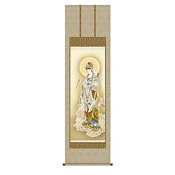 掛け軸 雲上観音 井川洋光 54.5x190cm 三幸