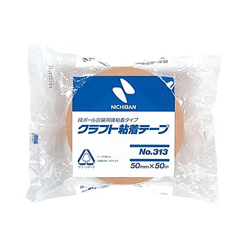 (まとめ) ニチバン クラフト粘着テープ No.313 50mm×50m 313-50 1巻  【×50セット】