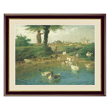 アート 額絵 鵞鳥番の少女 ミレー 本紙サイズ F4(約31x23cm) 額サイズ 42x34cm 三幸