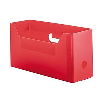 （まとめ）TANOSEE PP製ボックスファイル（組み立て式）A4ヨコ ショートサイズ レッド 1セット（10個）【×5セット】