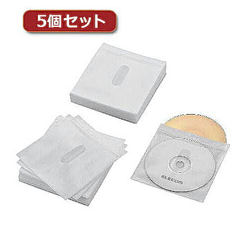 5個セットエレコム Blu-ray・CD・DVD対応不織布ケース  CCD-NIWB120WHX5 管理No. 4589452987030