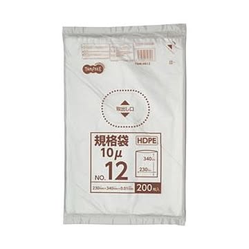 （まとめ）TANOSEE HDPE規格袋 紐なし12号 ヨコ230×タテ340×厚み0.01mm 1パック（200枚）【×50セット】