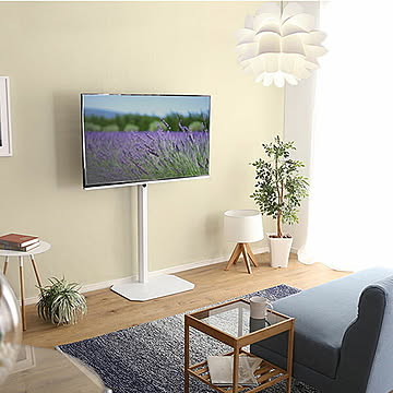 テレビスタンド ハイタイプ 約幅59.7cm スチール素材 美しいフォルムの八角壁寄せ リビング家具 インテリア家具 組立品 壁寄せテレビスタンド 壁寄せTVスタンド
