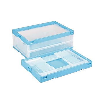 岐阜プラスチック工業 55L 折りたたみコンテナー 透明ブルー CB-S56NR
