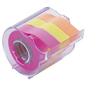 (まとめ) ヤマト メモック ロールテープ カッター付 15mm幅 オレンジ＆レモン＆ローズ RK-15CH-C 1個 【×15セット】