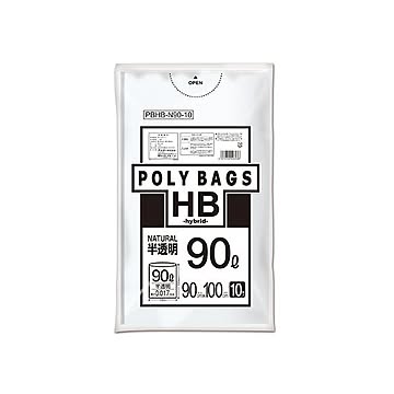 （まとめ） オルディ ポリバッグHB 90L 半透明ゴミ袋 0.017mm 10枚入 【×20セット】