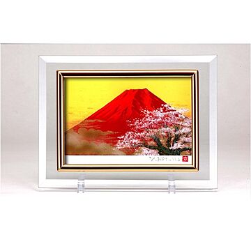 吉岡浩太郎 クリスタル絵画 赤富士桜