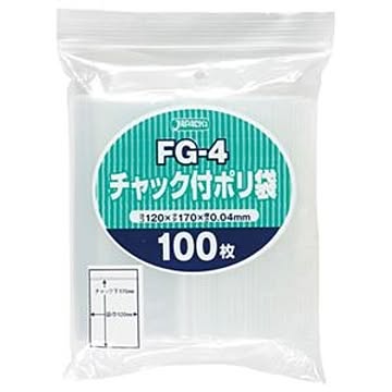 (まとめ) ジャパックス チャック付ポリ袋 ヨコ120×タテ170×厚み0.04mm FG-4 1パック(100枚) 【×20セット】