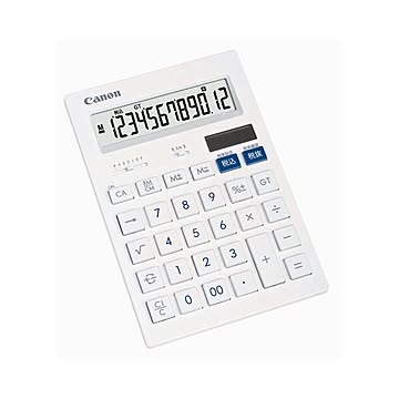 (まとめ) キヤノン Canon 抗菌キレイ電卓 HS-1201T SOB 12桁 大型 ホワイト 3443B002 1台  【×10セット】