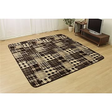 洗えるラグマット 約185cm×185cm グレー ホットカーペット対応 メイド RUG