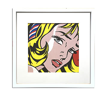 Roy Lichtenstein Girl with Hair Ribbon 1965 アートポスター（フレーム付き） m13168