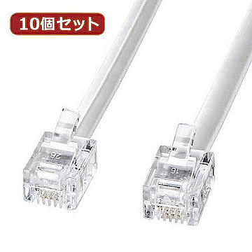 10個セット サンワサプライ モジュラーケーブル(白) TEL-N1-3N2 TEL-N1-3N2X10 管理No. 4589452977017