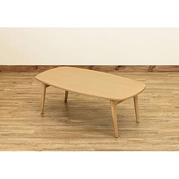 木目調折りたたみローテーブル/センターテーブル  幅90cm 『BONNY』 木製脚 【完成品】