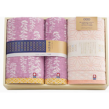 今治 いろどり春花秋月 バスタオル2P&フェイスタオル